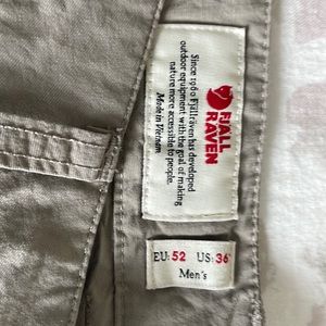 Fjallraven convertible pants. Zip of legs to have shorts.
